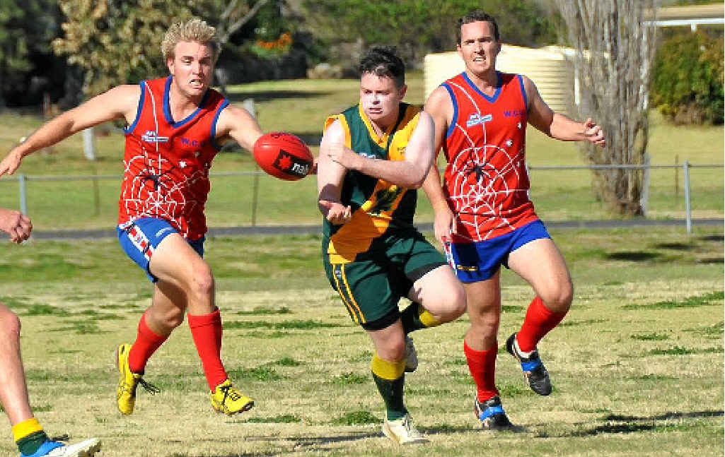 IN ACTION: Andrew Bardsley takes off, flanked by Gavin O’Leary. IN ACTION: Andrew Bardsley takes off, flanked by Gavin O’Leary.
